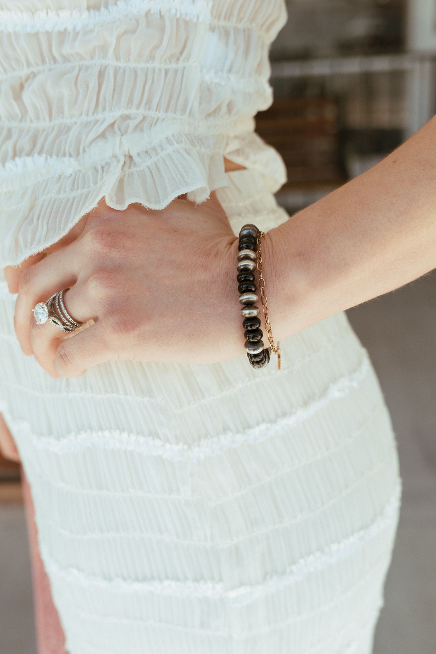 Onyx Black/Pearl Bracelet