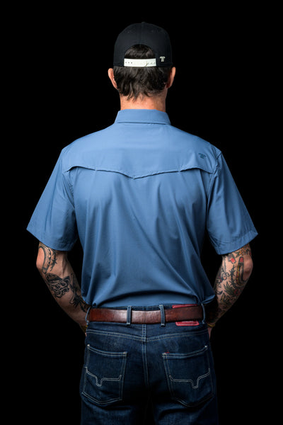 Ferrell - Blue Short Sleeve Snap Shirt