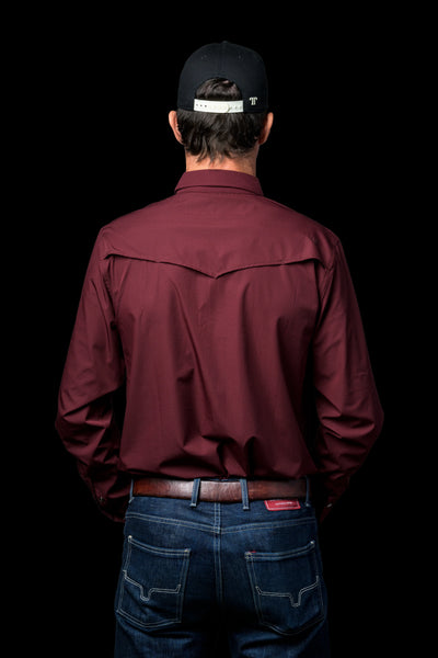 Ferrell - Maroon Long Sleeve Snap Shirt