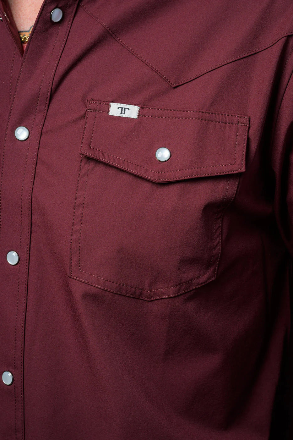 Ferrell - Maroon Long Sleeve Snap Shirt