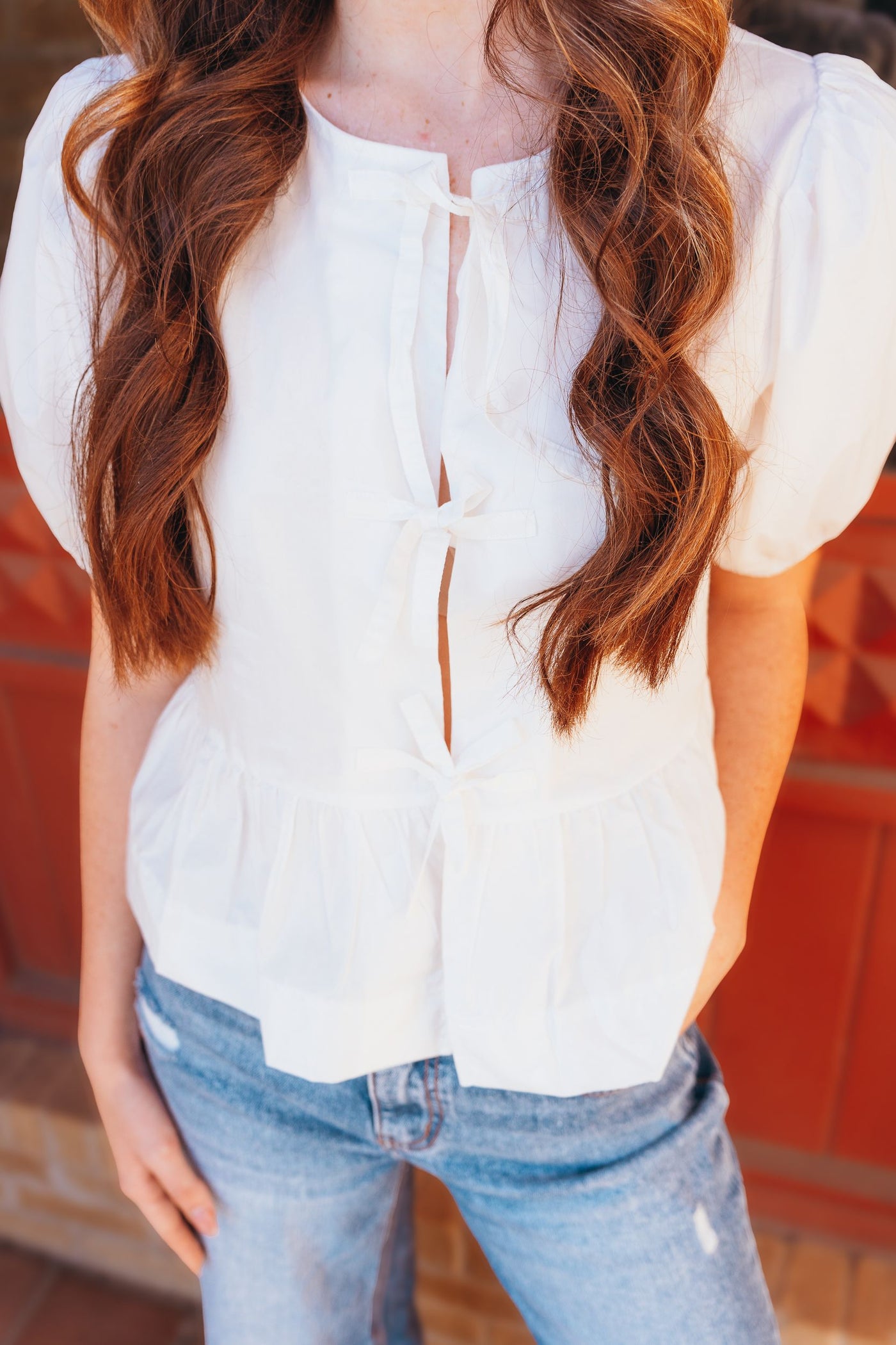 White Hailey Bow Tie Detail Blouse PT18486