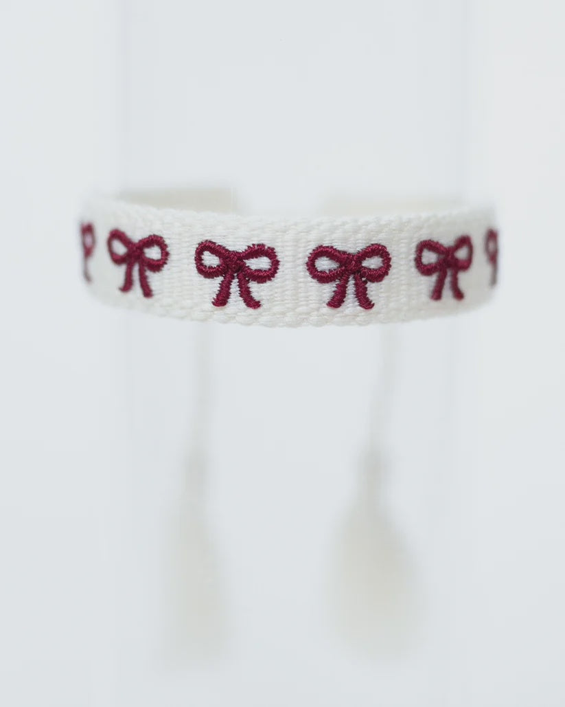 Mini Maroon Bow Tassel Bracelet