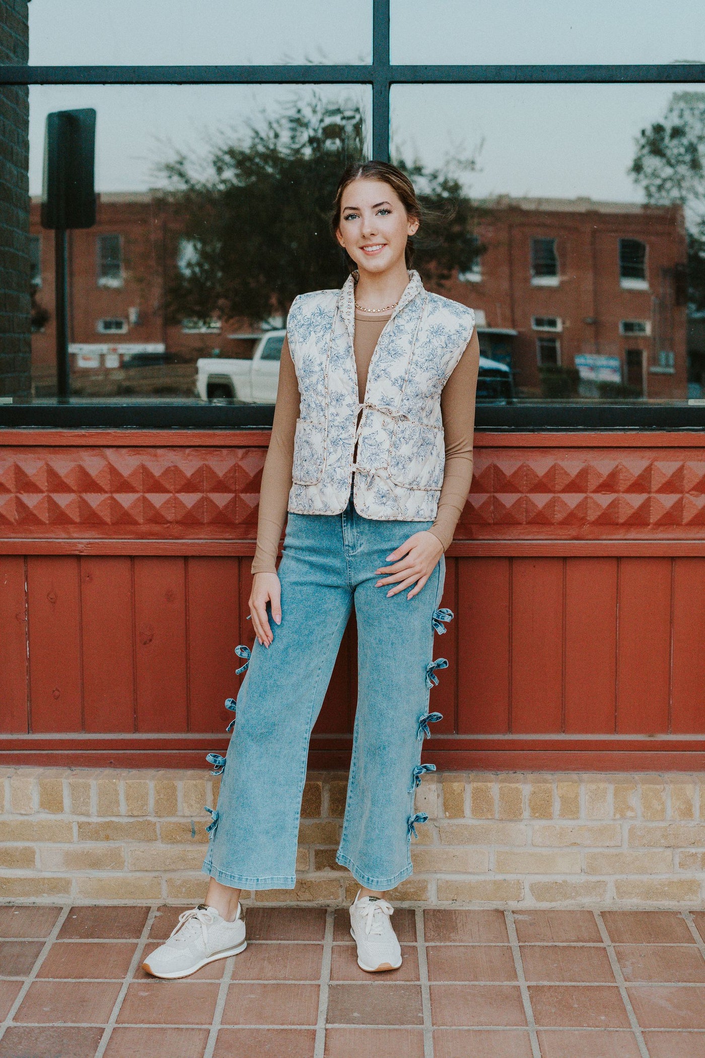 Blue Floral Quilted Vest J24144