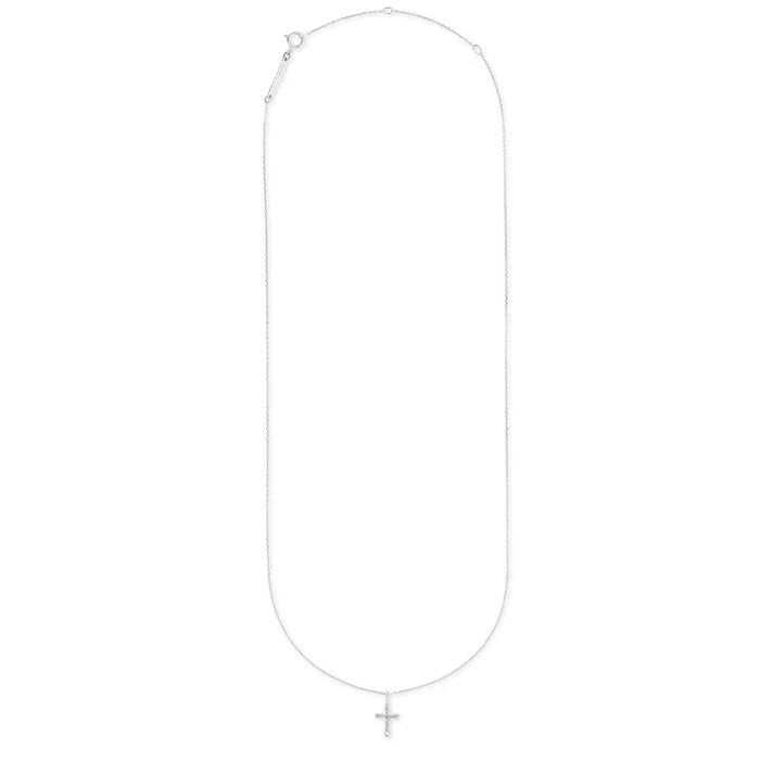 KS 14K White Diamond Cross Necklace