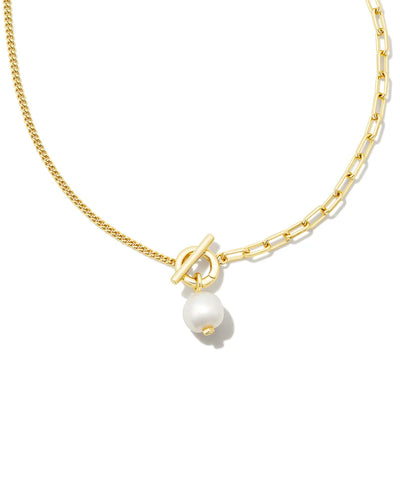 Kendra Scott Leighton Pearl Chain Gold Necklace