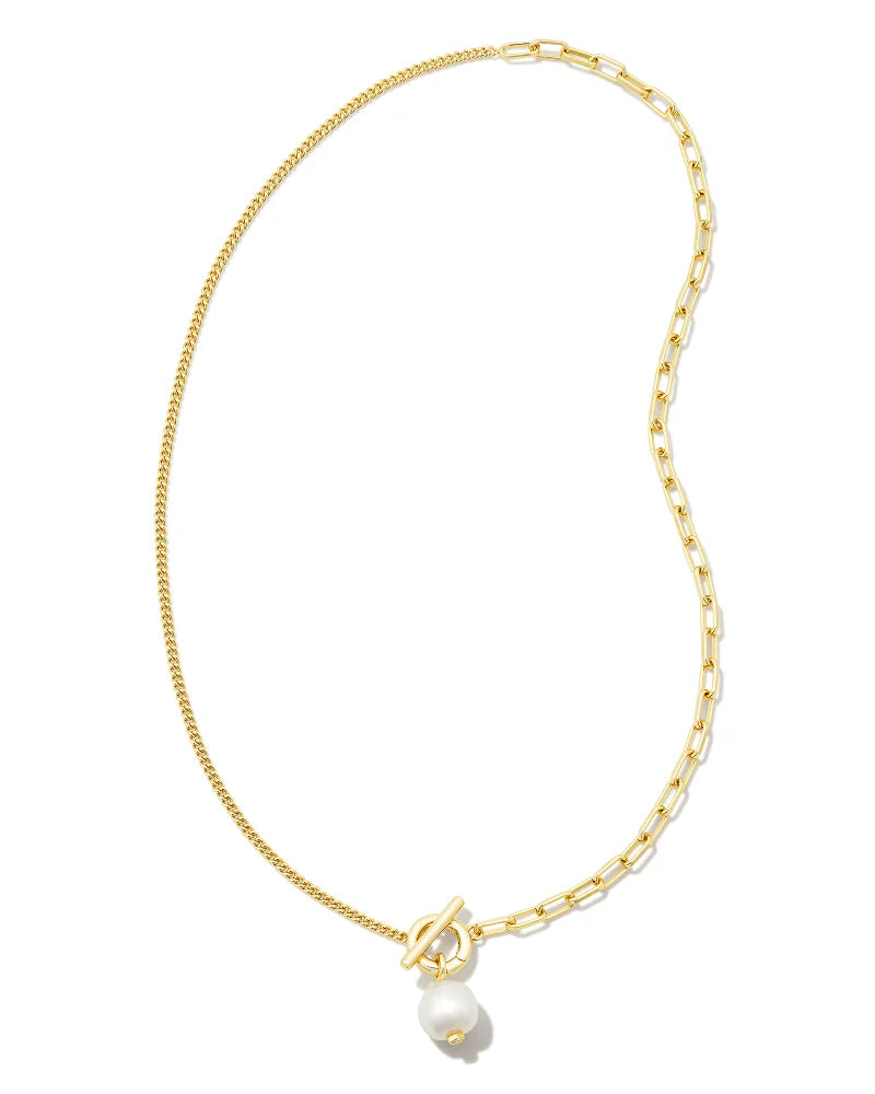 Kendra Scott Leighton Pearl Chain Gold Necklace