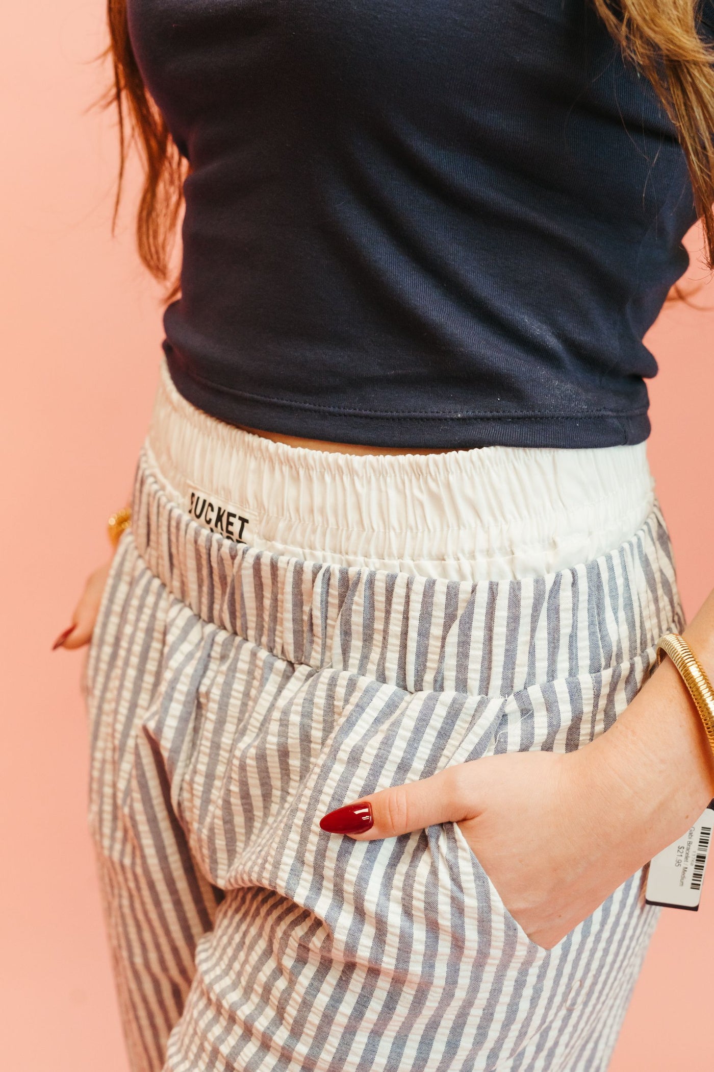 Navy Striped Exposed Boxer Pants P5501