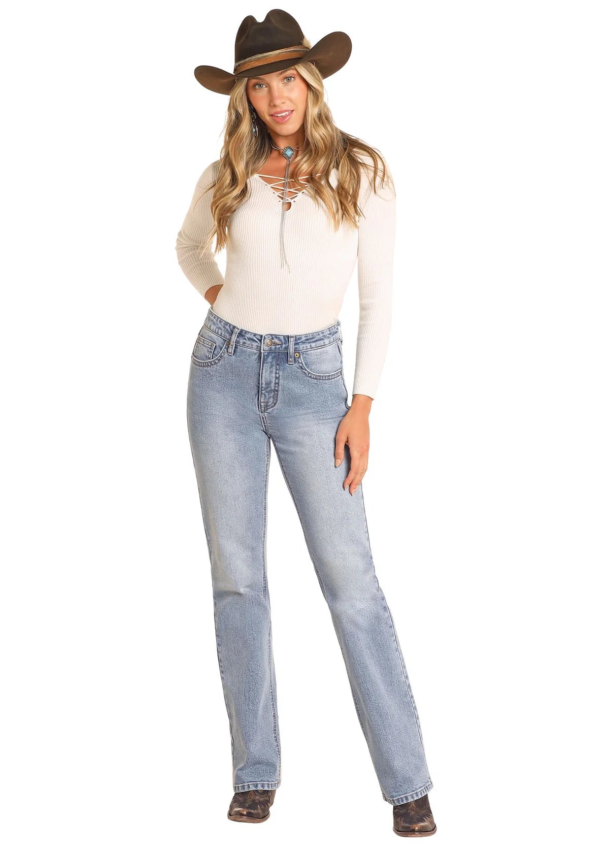 WMS Scallop Yoke High Rise Bootcut Jeans BW4HD04765