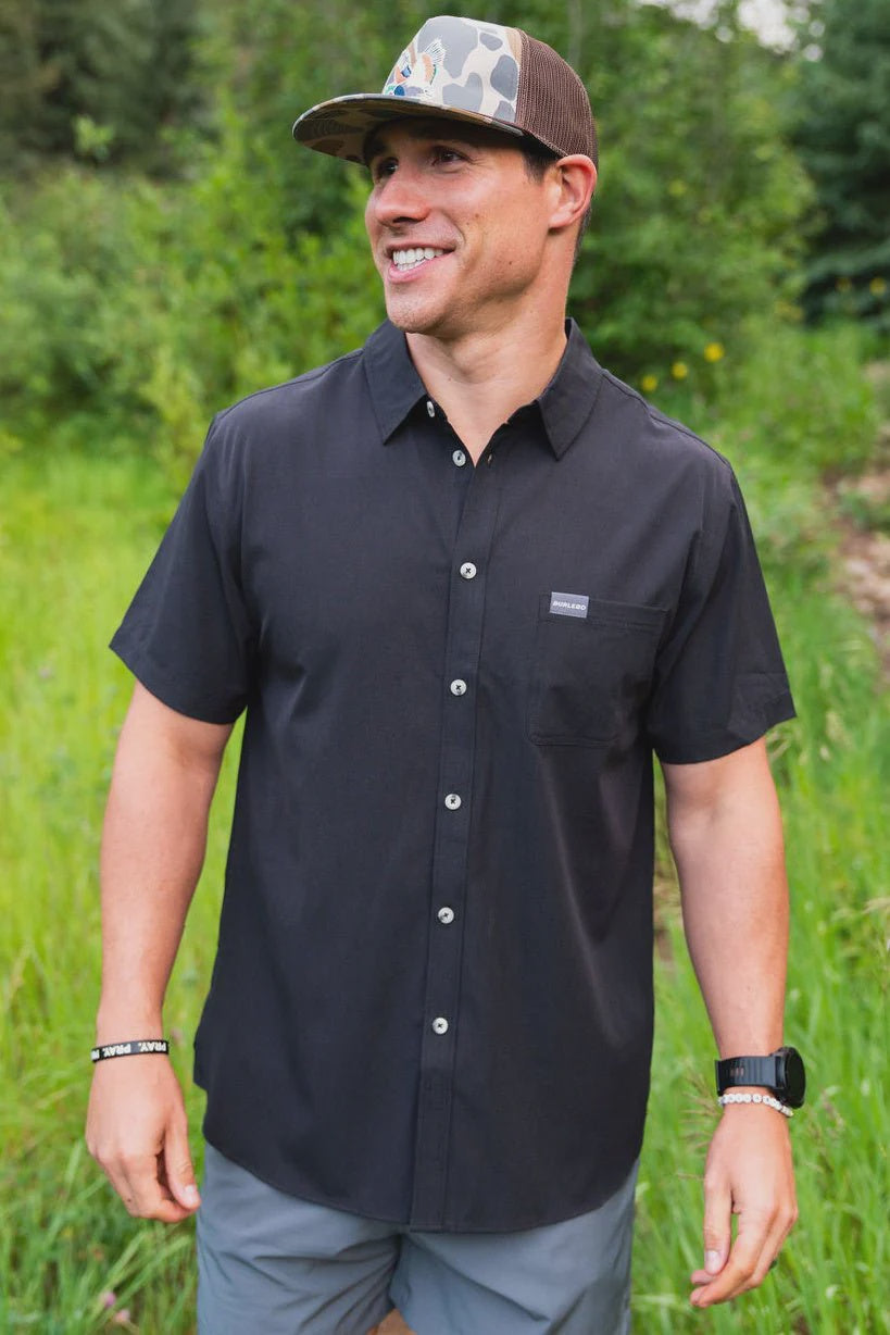 Burlebo Heather Black Performance Button Up