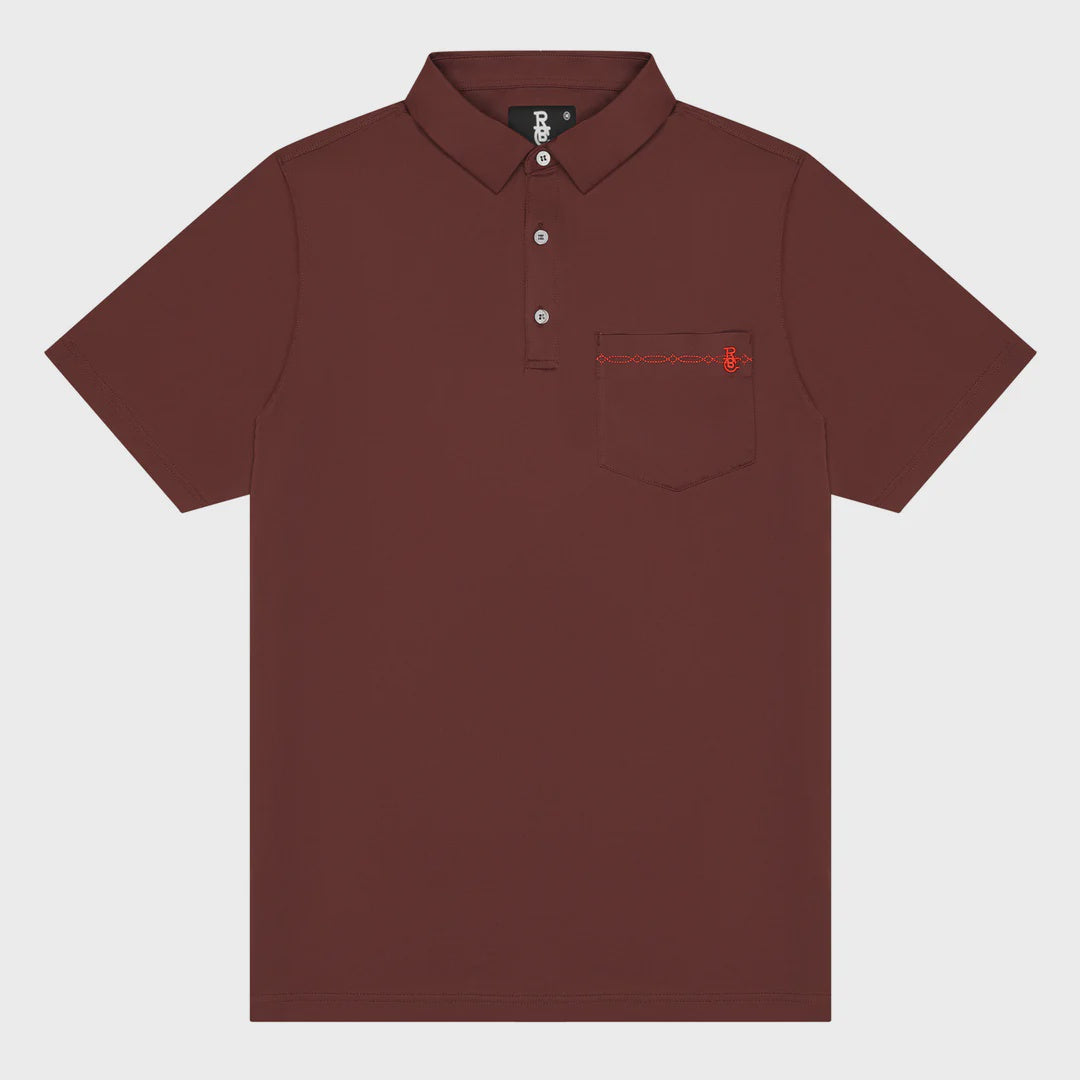 Raised by Coyotes Texas Maroon Bootstitch Pocket Polo