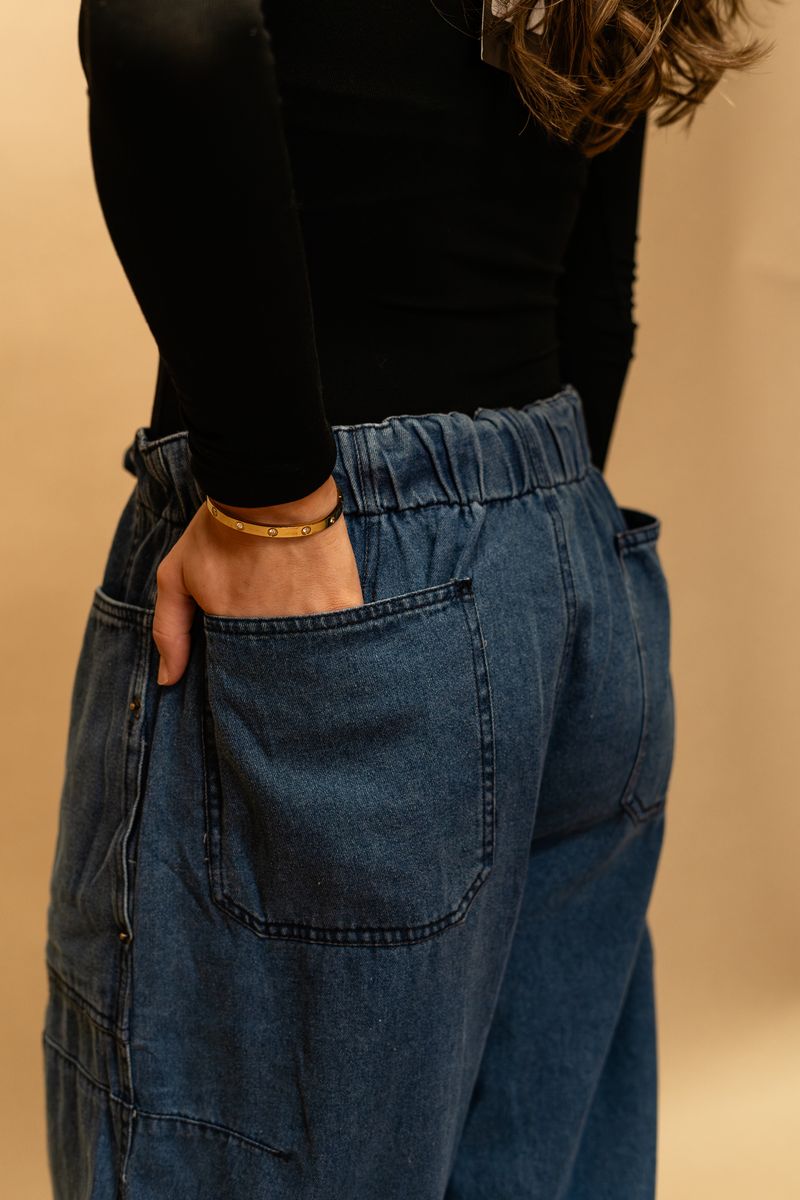 Denim Drawstring Barrel Pants P24060