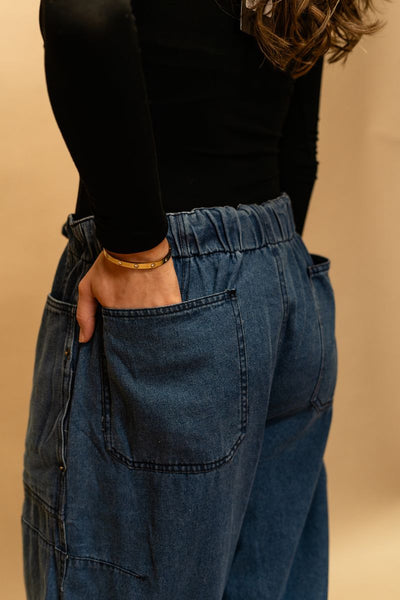 Denim Drawstring Barrel Pants P24060