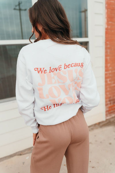 White Jesus Loves You Crewneck Sweatshirt