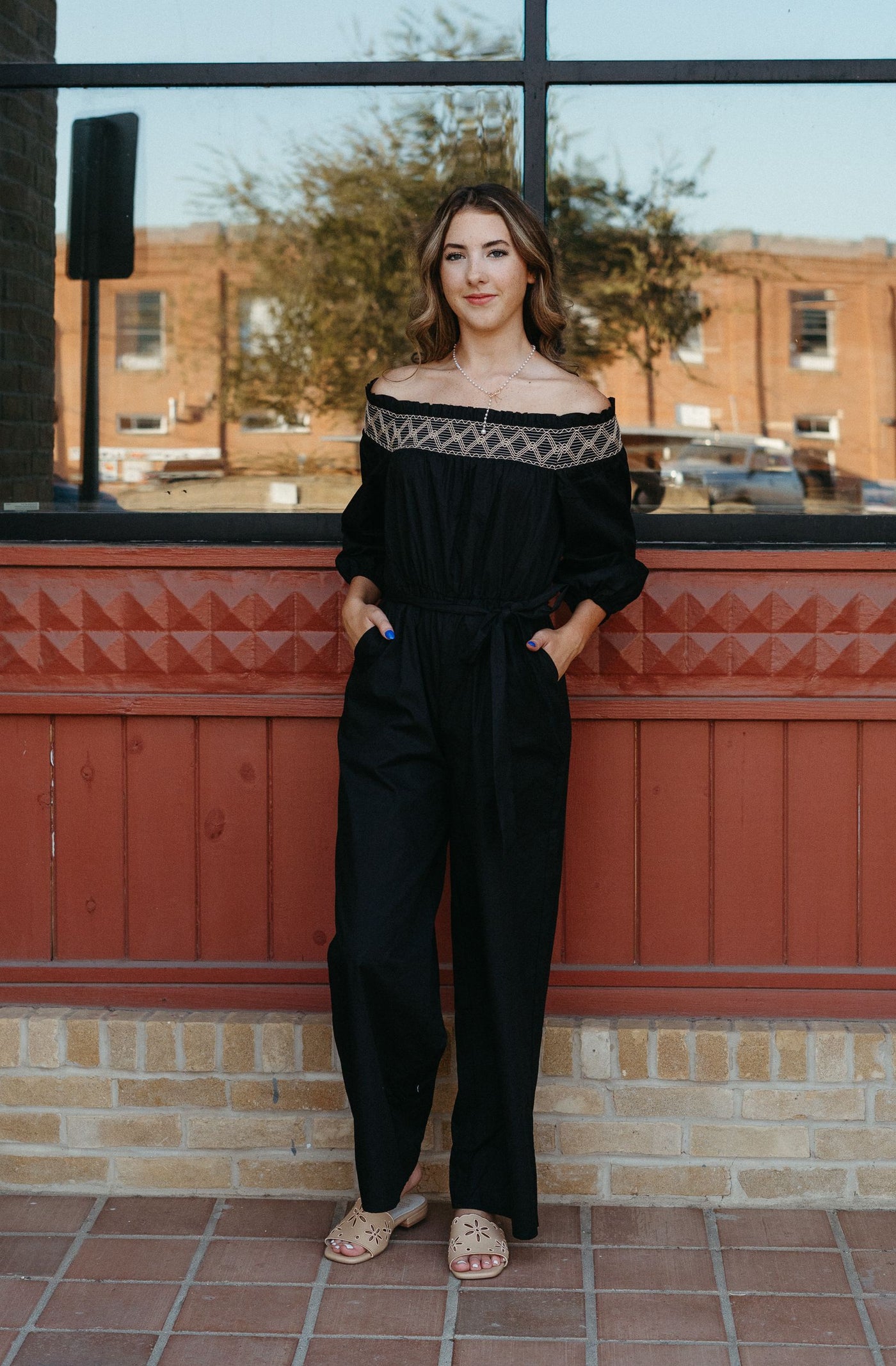 Black Off Shoulder Puff Long Sleeve Romper ILR4041