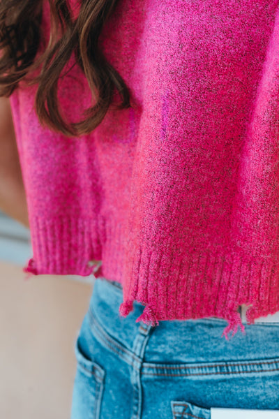 Pink Distressed Sweater Vest A2939