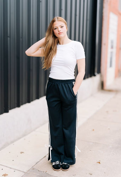 Dark Navy Sweatpants with White Trim SP2364