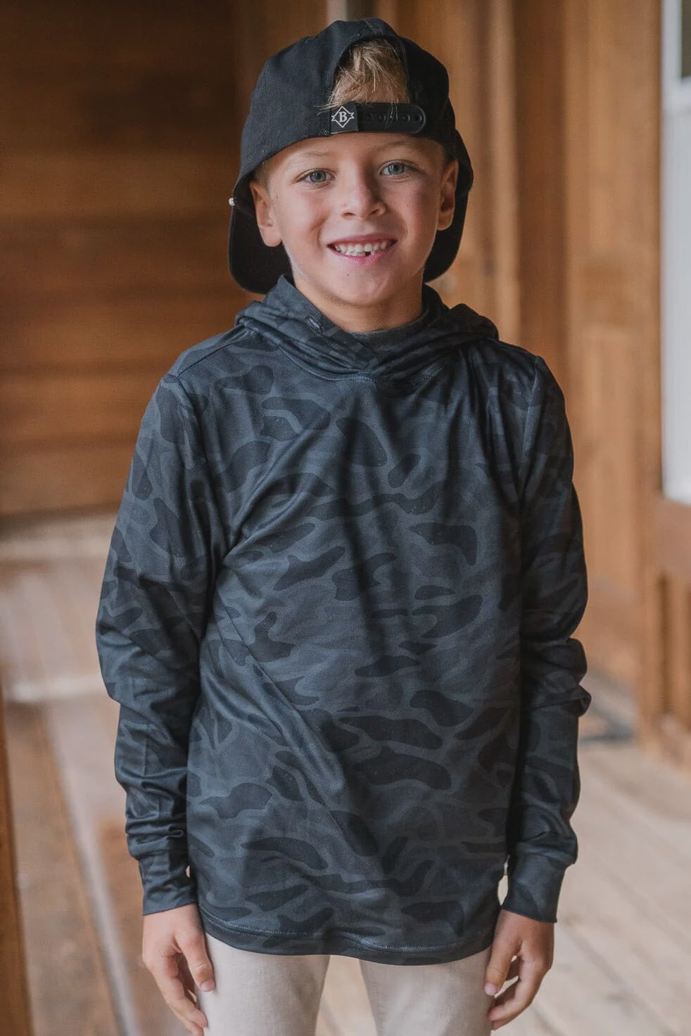 Burlebo Youth Black Camo Performance Hoodie