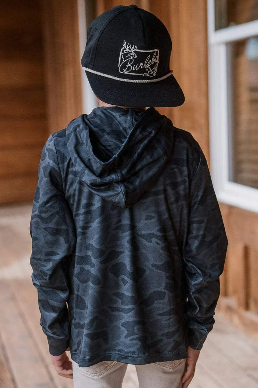 Burlebo Youth Black Camo Performance Hoodie